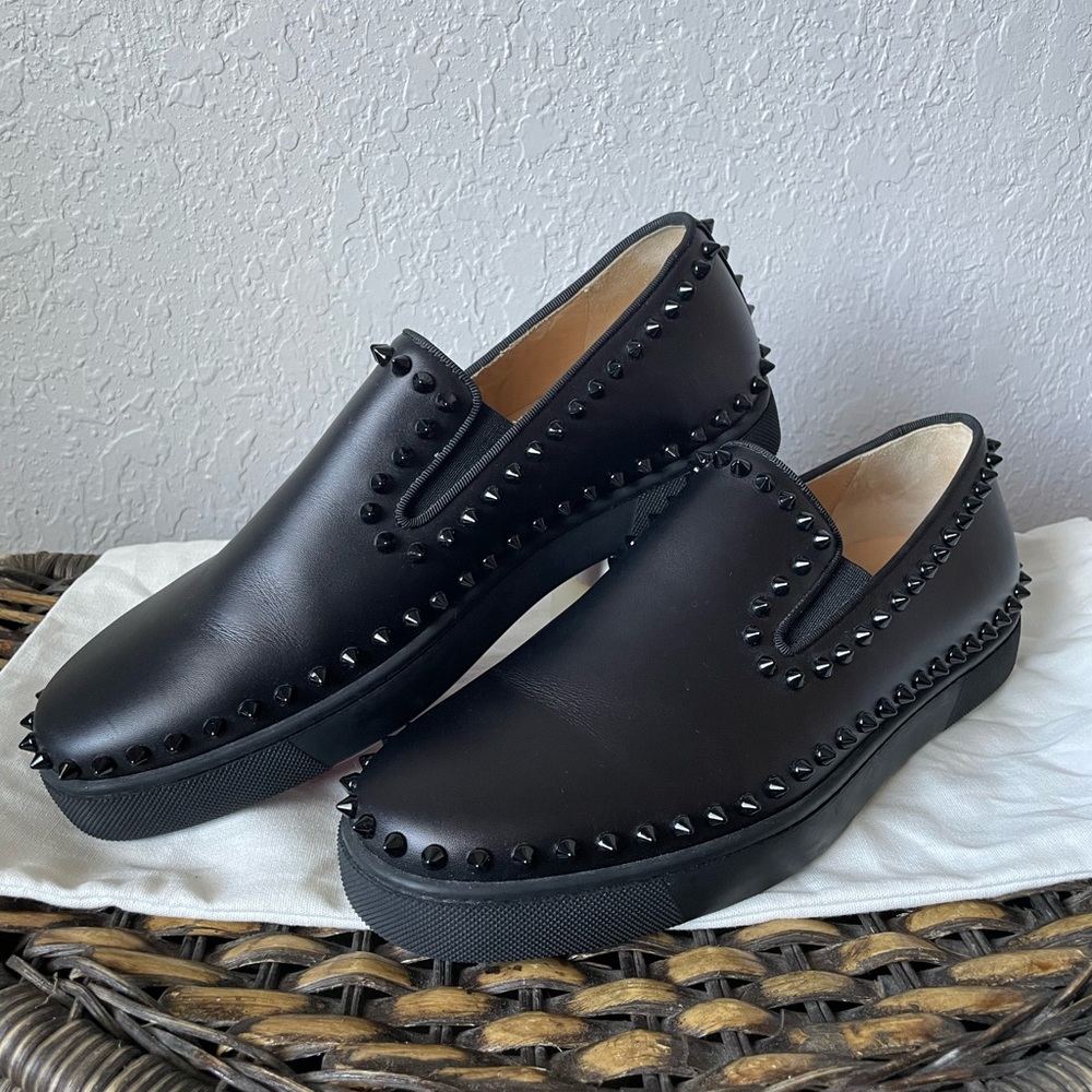 Authentic Christian Louboutin Pik Boat Calf Leather Low Trainers—40.5